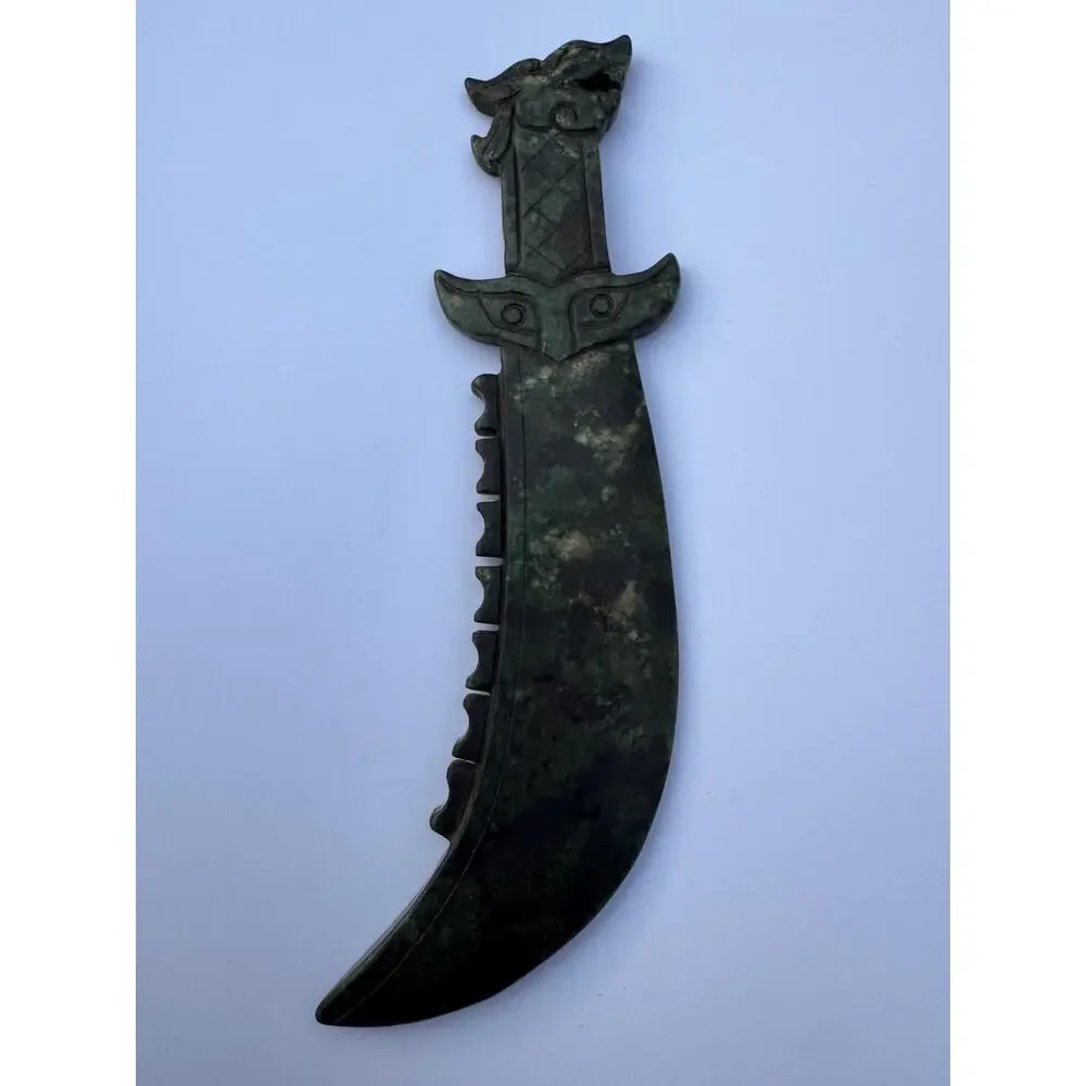 Antique Chinese Hong Shan Culture Jade Dragon Knife
